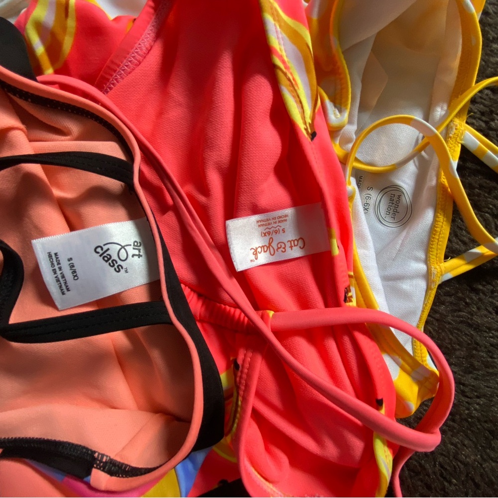 Cat & Jack Yellow and Pink One Piece Swimsuit - Picture 5 of 5
